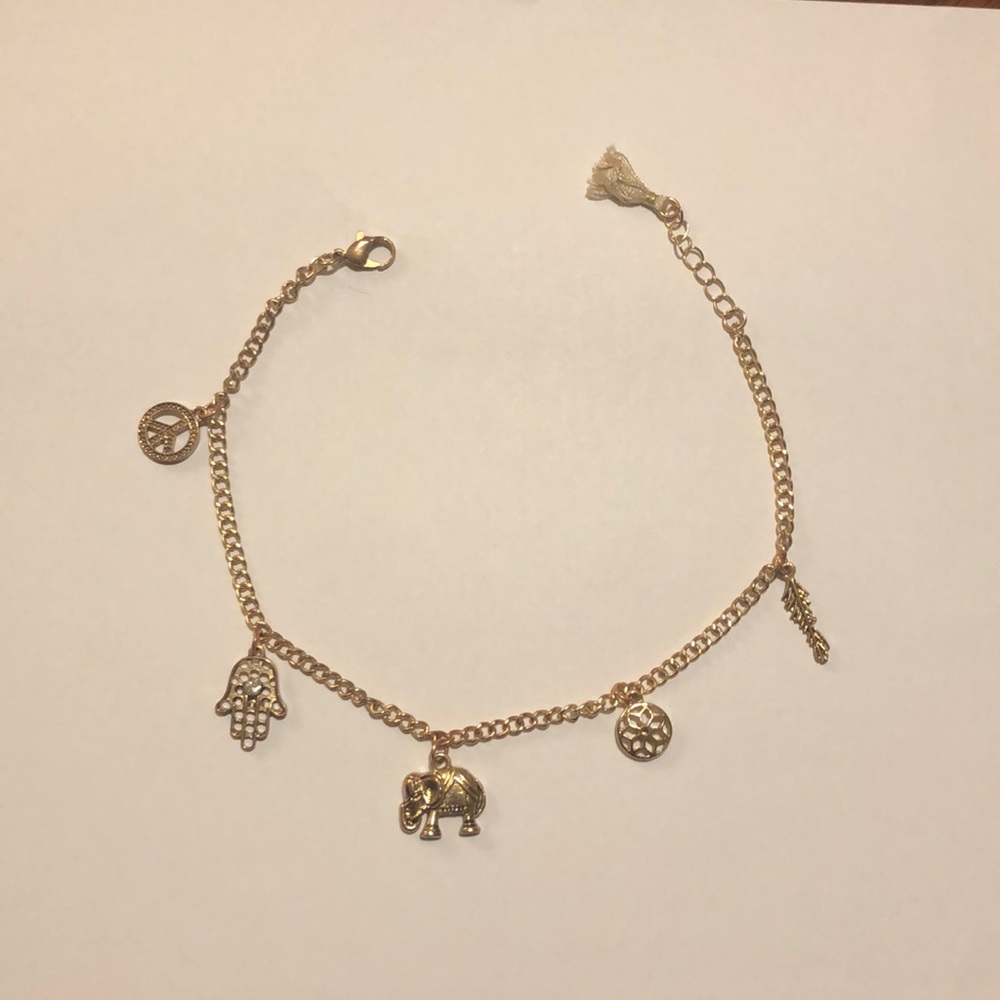 Boho charm anklet